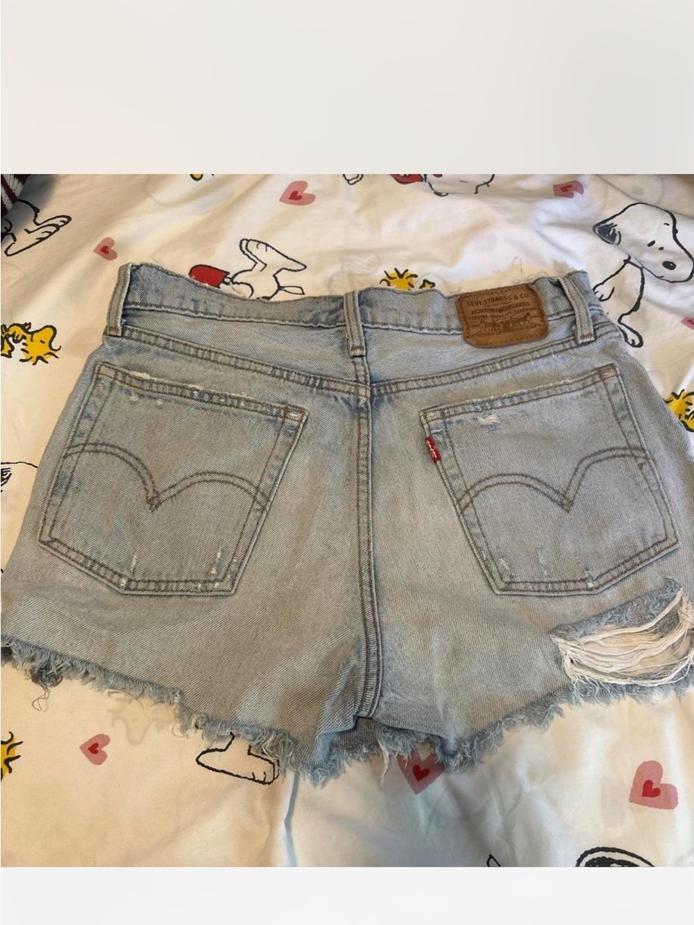 Levi's Light Blue High-Waist Distressed Denim Cutoff Shorts